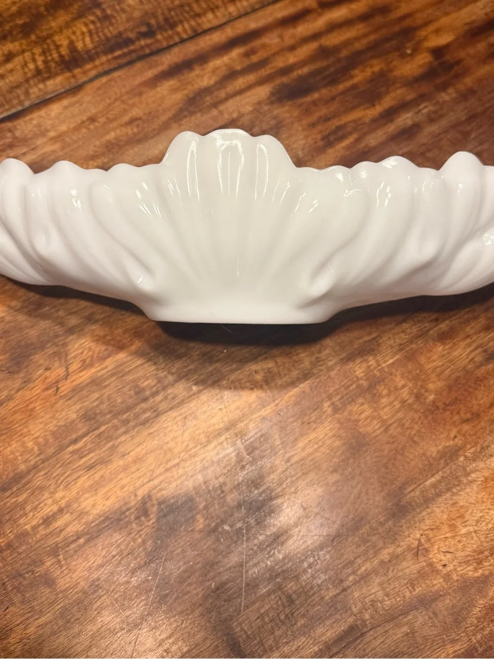 White Milk Glass Scalloped Bowl